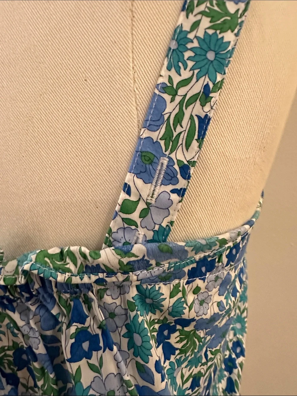 Floral Square-Neck Tank Top in Blue